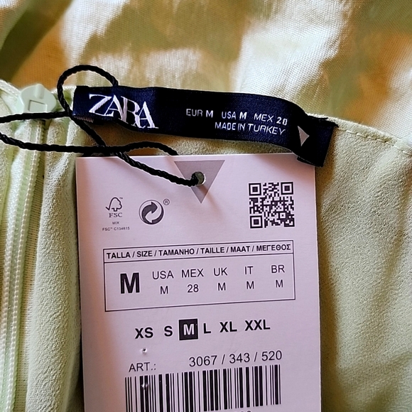 NWT Zara Mint Green Ruched Midi Dress, Size M - Picture 14 of 15